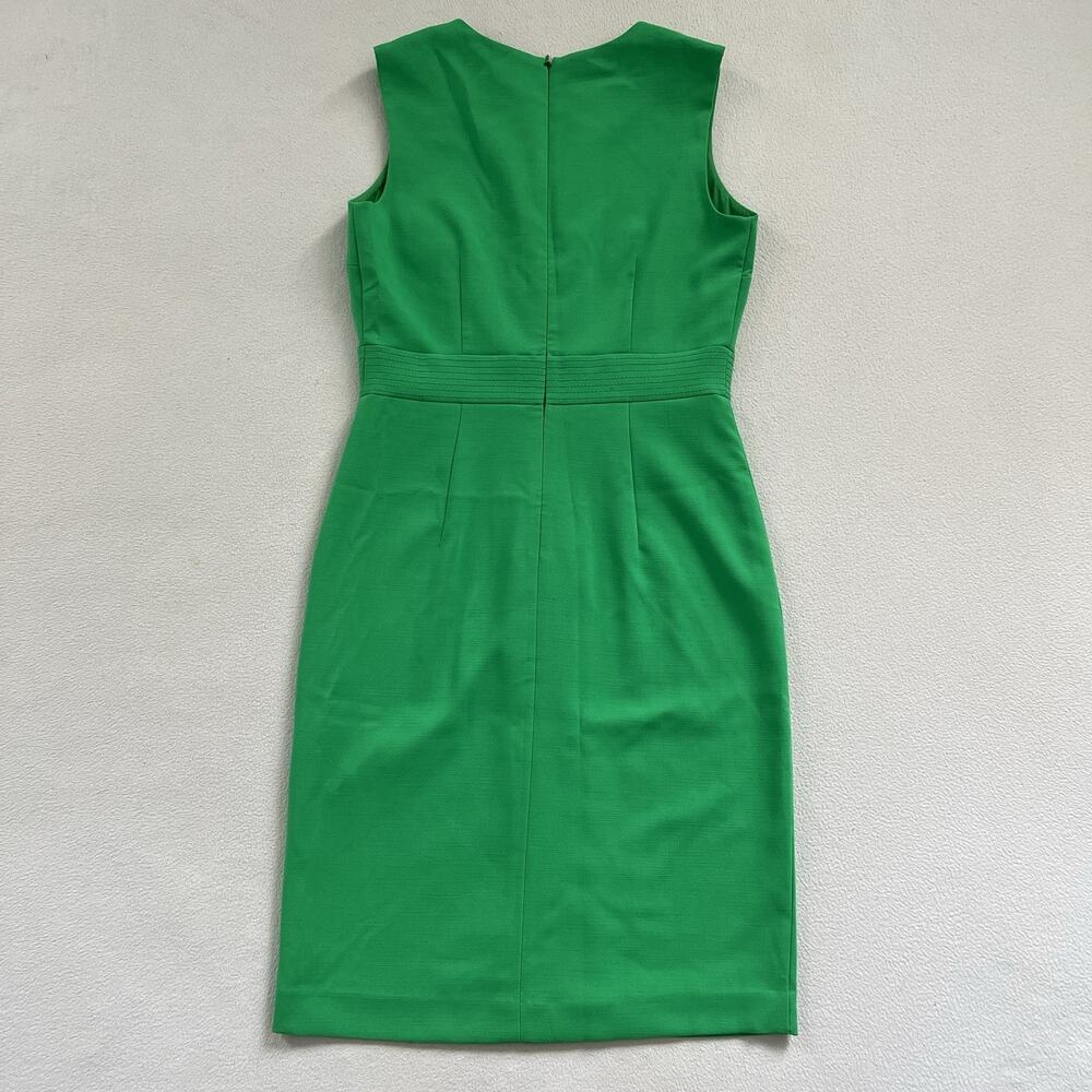Ann Taylor Women Kelly Green Split Neck Sleeveless Lined Sheath Career Dress 2 - Picture 6 of 7